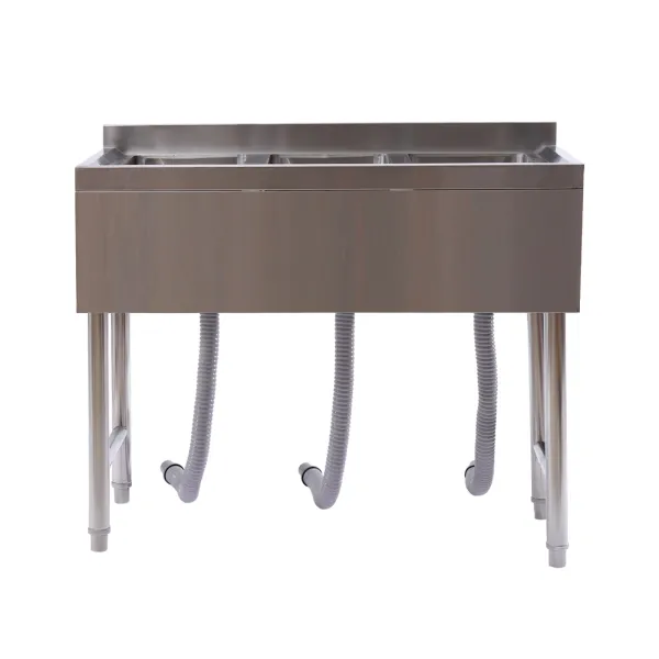 CNCEST 3 Compartment Sink of Stainless Steel NSF Commercial Utility Basin with 10" L x 14" W x 10" D Bowl CNCEST 3 Compartment Sink of Stainless Steel NSF Commercial Utility Basin with 10" L x 14" W x 10" D Bowl