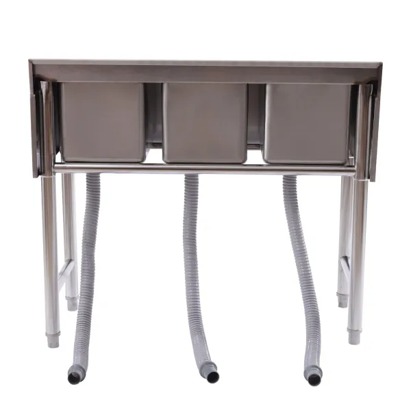CNCEST 3 Compartment Sink of Stainless Steel NSF Commercial Utility Basin with 10" L x 14" W x 10" D Bowl CNCEST 3 Compartment Sink of Stainless Steel NSF Commercial Utility Basin with 10" L x 14" W x 10" D Bowl