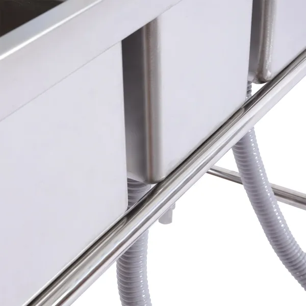 CNCEST 3 Compartment Sink of Stainless Steel NSF Commercial Utility Basin with 10" L x 14" W x 10" D Bowl CNCEST 3 Compartment Sink of Stainless Steel NSF Commercial Utility Basin with 10" L x 14" W x 10" D Bowl