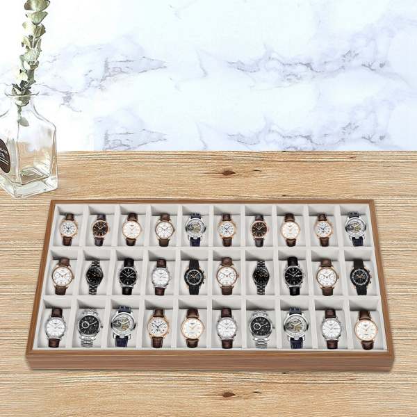 Watch Box Watches Display Case Wooden Watches Display Box Jewelry Watch Storage Organizer (30 Slot)