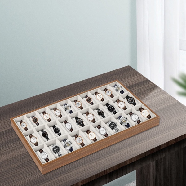Watch Box Watches Display Case Wooden Watches Display Box Jewelry Watch Storage Organizer (30 Slot)