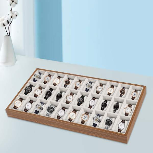 Watch Box Watches Display Case Wooden Watches Display Box Jewelry Watch Storage Organizer (30 Slot)