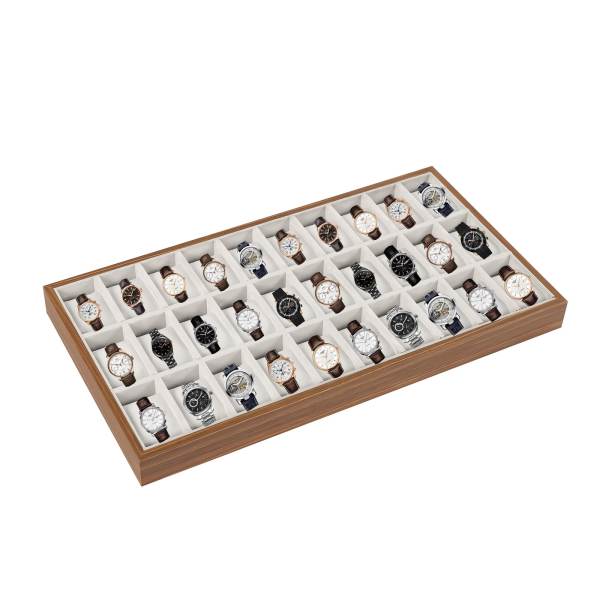 Watch Box Watches Display Case Wooden Watches Display Box Jewelry Watch Storage Organizer (30 Slot)