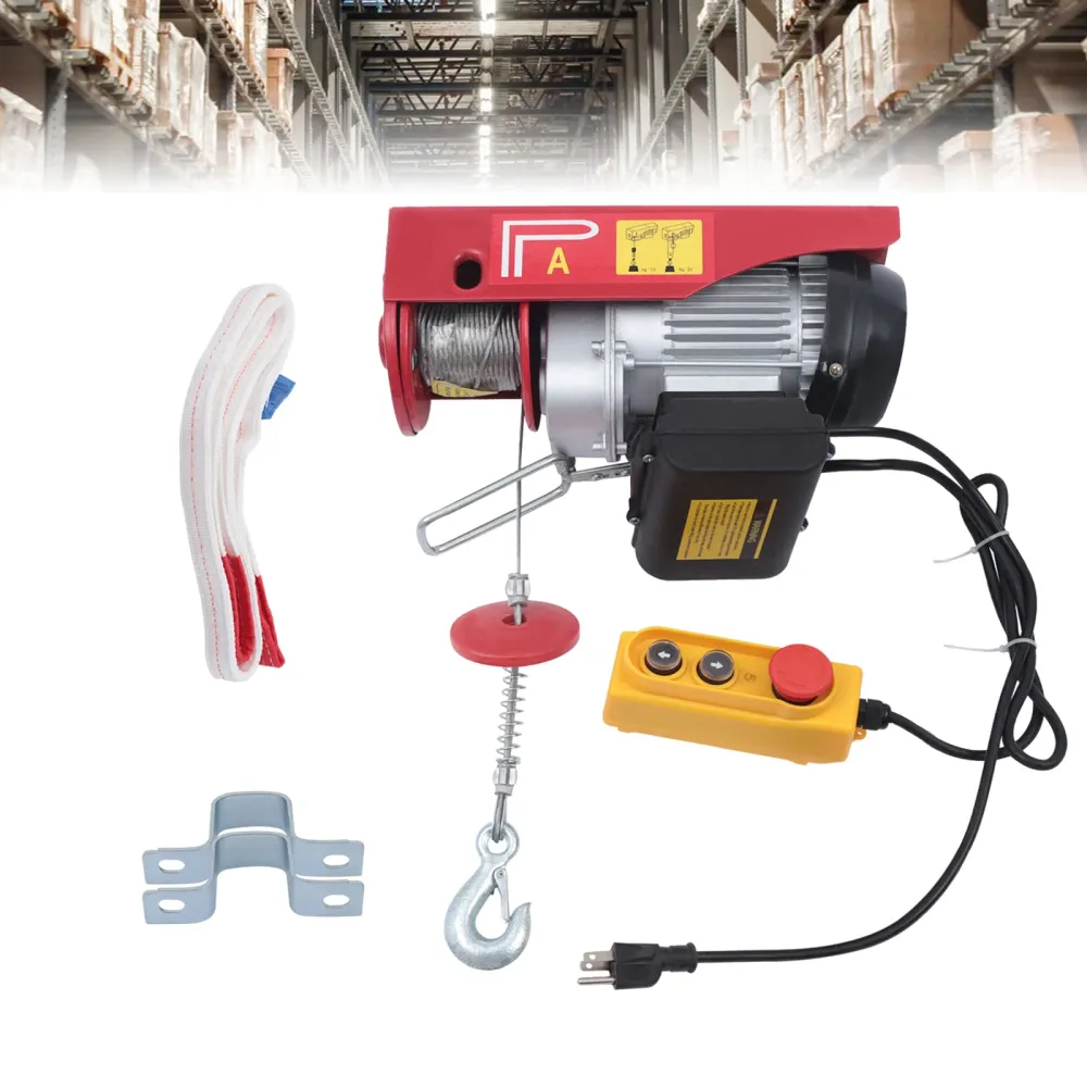 Remote Control Pulley System 1100 LBS Electric Hoist with Wireless Remote Control & Single/Double Slings