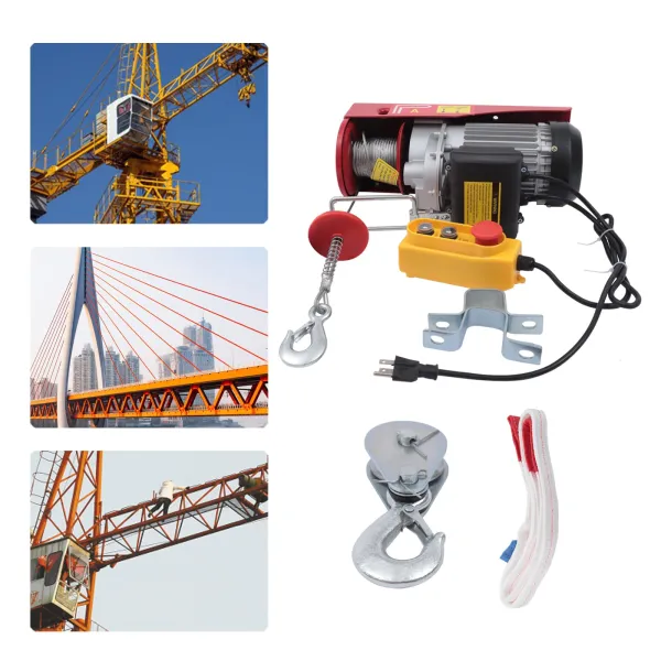Remote Control Pulley System 1100 LBS Electric Hoist with Wireless Remote Control & Single/Double Slings