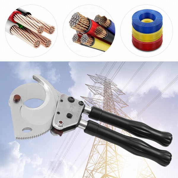 Ratchet Cable Cutter Ratcheting Cutter Heavy Duty Wire Cutter Tool Cut up to Φ75mm for Copper Aluminum Core Armored Cable (J75) Ratchet Cable Cutter Ratcheting Cutter Heavy Duty Wire Cutter Tool Cut up to Φ75mm for Copper Aluminum Core Armored Cable (J75)