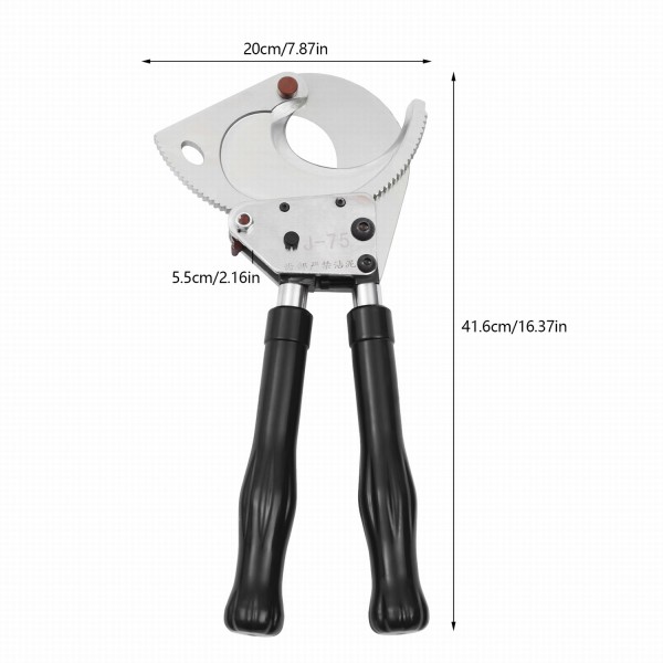 Ratchet Cable Cutter Ratcheting Cutter Heavy Duty Wire Cutter Tool Cut up to Φ75mm for Copper Aluminum Core Armored Cable (J75)