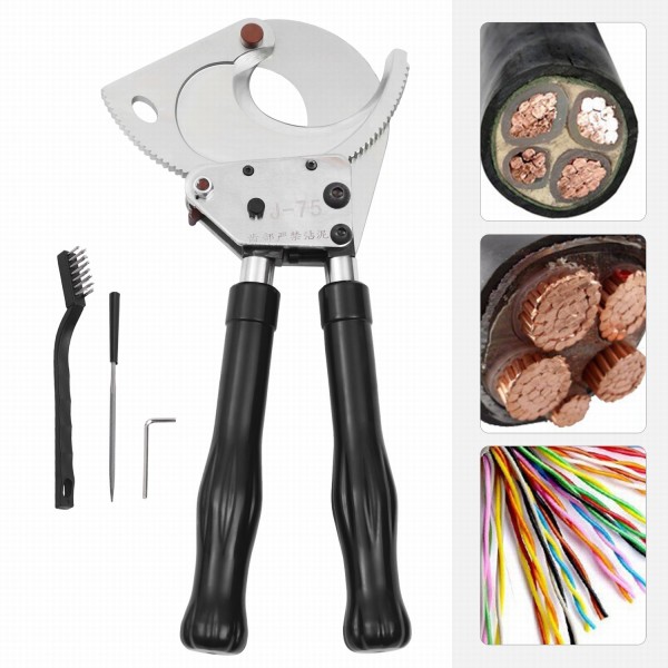 Ratchet Cable Cutter Ratcheting Cutter Heavy Duty Wire Cutter Tool Cut up to Φ75mm for Copper Aluminum Core Armored Cable (J75) Ratchet Cable Cutter Ratcheting Cutter Heavy Duty Wire Cutter Tool Cut up to Φ75mm for Copper Aluminum Core Armored Cable (J75)