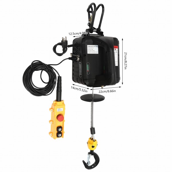 1,100 lbs Electric Hoist Pro, Electric Winch 110v, with 2 Wireless Remote Control, Cable Remote Control, Vertically & Horizontally