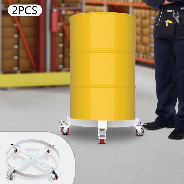 2Pcs 55 Gallon Loading 544.31kg/1200lbs Round Drum Dolly Drum Dolly with Wheels Gray 2Pcs 55 Gallon Loading 544.31kg/1200lbs Round Drum Dolly Drum Dolly with Wheels Gray
