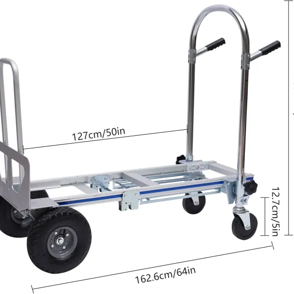 3-in-1 Industrial Aluminum Folding Hand Truck Durable Hand Dolly Heavy Duty with Universal Wheels Multi Purpose
