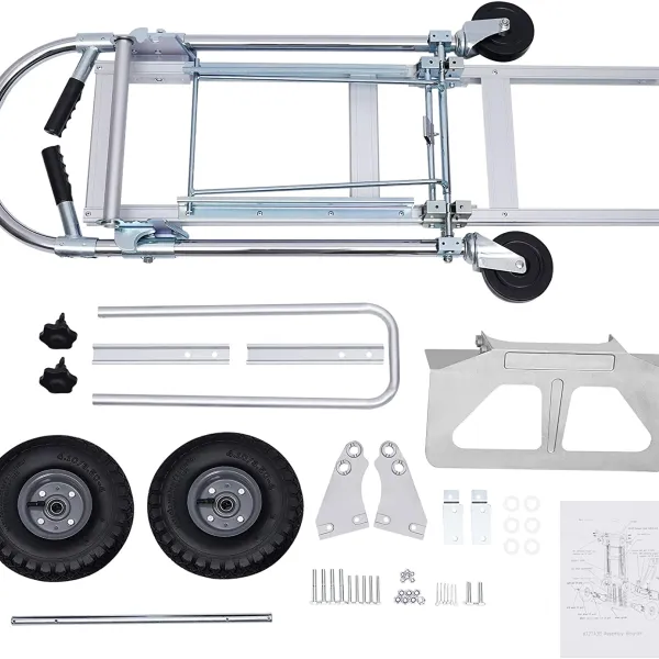 3-in-1 Industrial Aluminum Folding Hand Truck Durable Hand Dolly Heavy Duty with Universal Wheels Multi Purpose