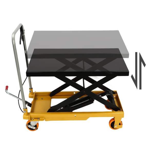 500 Lbs Hydraulic Scissor Lift Table, Single Scissor Hydraulic Lift Table, Hydraulic Lift with Locking Wheels for Material Handling and Transportation - Black 500 Lbs Hydraulic Scissor Lift Table, Single Scissor Hydraulic Lift Table, Hydraulic Lift with Locking Wheels for Material Handling and Transportation - Black