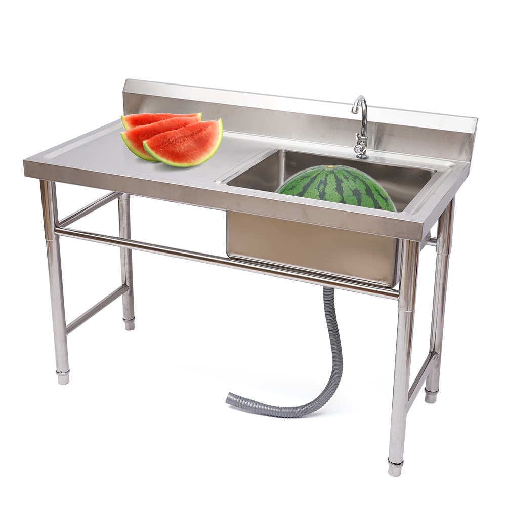 CNCEST 47" Stainless Steel Sink Utility Compartment Commercial Kitchen Restaurant Laundry Sink Drain Board