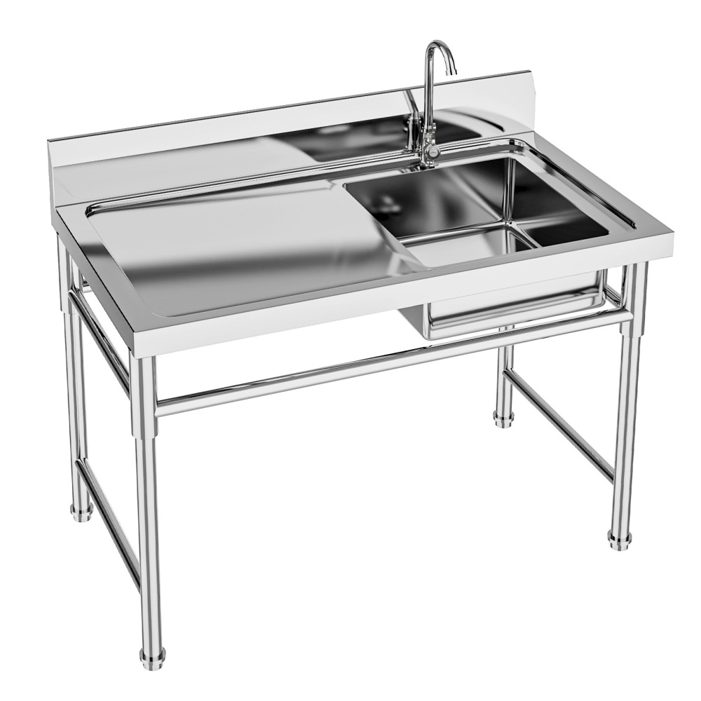 Spoelbak Keuken roestvrij staal,gootsteen eenvoudige wastafel,Utility Sink,Commercial Kitchen Sink,with Backsplash, for Garage, Restaurant, Kitchen, Laundry Room, Outdoor, Indoor