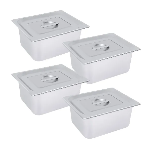 4 Packs Stainless Steam Hotel Pan,1/2 Size x 6" Deep, 22 Gauge/0.7mm Thick Stainless Steel Hotel Pan with Lid (1/2 Size x 6" Deep) 4 Packs Stainless Steam Hotel Pan,1/2 Size x 6" Deep, 22 Gauge/0.7mm Thick Stainless Steel Hotel Pan with Lid (1/2 Size x 6" Deep)