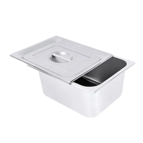 4 Packs Stainless Steam Hotel Pan,1/2 Size x 6" Deep, 22 Gauge/0.7mm Thick Stainless Steel Hotel Pan with Lid (1/2 Size x 6" Deep)