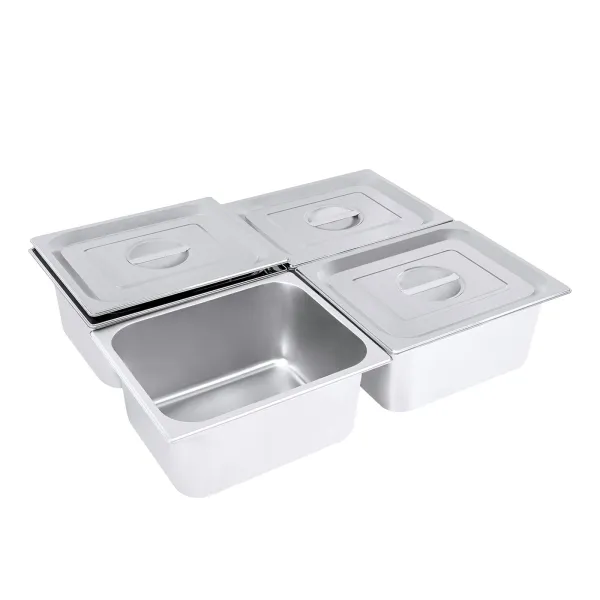 4 Packs Stainless Steam Hotel Pan,1/2 Size x 6" Deep, 22 Gauge/0.7mm Thick Stainless Steel Hotel Pan with Lid (1/2 Size x 6" Deep)