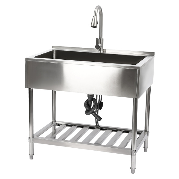 35.8*23.2*34.3in  Single Stainless Steel Kitchen Sink, Stainless Steel Laundry Sink, Stainless Steel Sink with Faucet