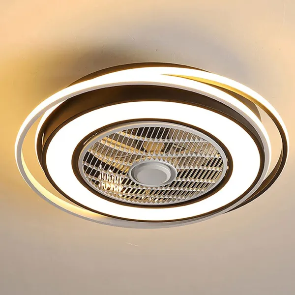 Semi Flush Mount Ceiling Fans with Lights Remote Control Hidden Blade Low Profile Ceiling Light with Fan