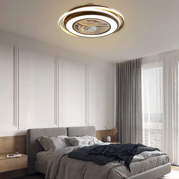 Semi Flush Mount Ceiling Fans with Lights Remote Control Hidden Blade Low Profile Ceiling Light with Fan