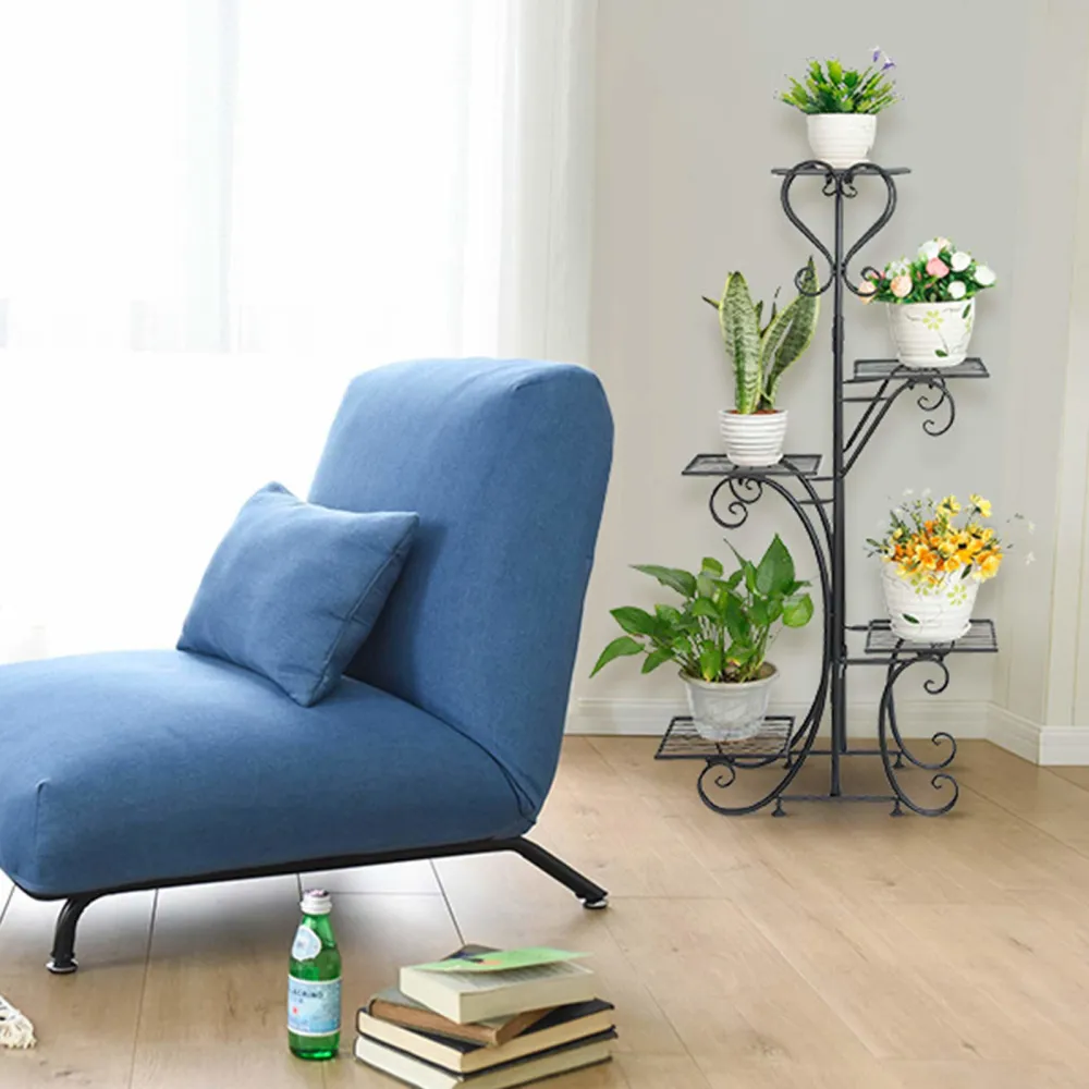 19.68*9.84*41.73in 5 Tier Plant Stands Indoor Metal Plant Shelf Stand Flower Pots Holder Flower Pot Stand for Office Terrace