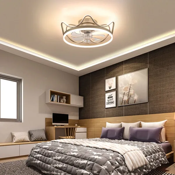 Enclosed Ceiling Fan with Lights Remote Control 23inch Flush Mount Low Profile Ceiling Fan Modern Invisible Blades Ceiling Fan Light Dimmable Enclosed Ceiling Fan with Lights Remote Control 23inch Flush Mount Low Profile Ceiling Fan Modern Invisible Blades Ceiling Fan Light Dimmable