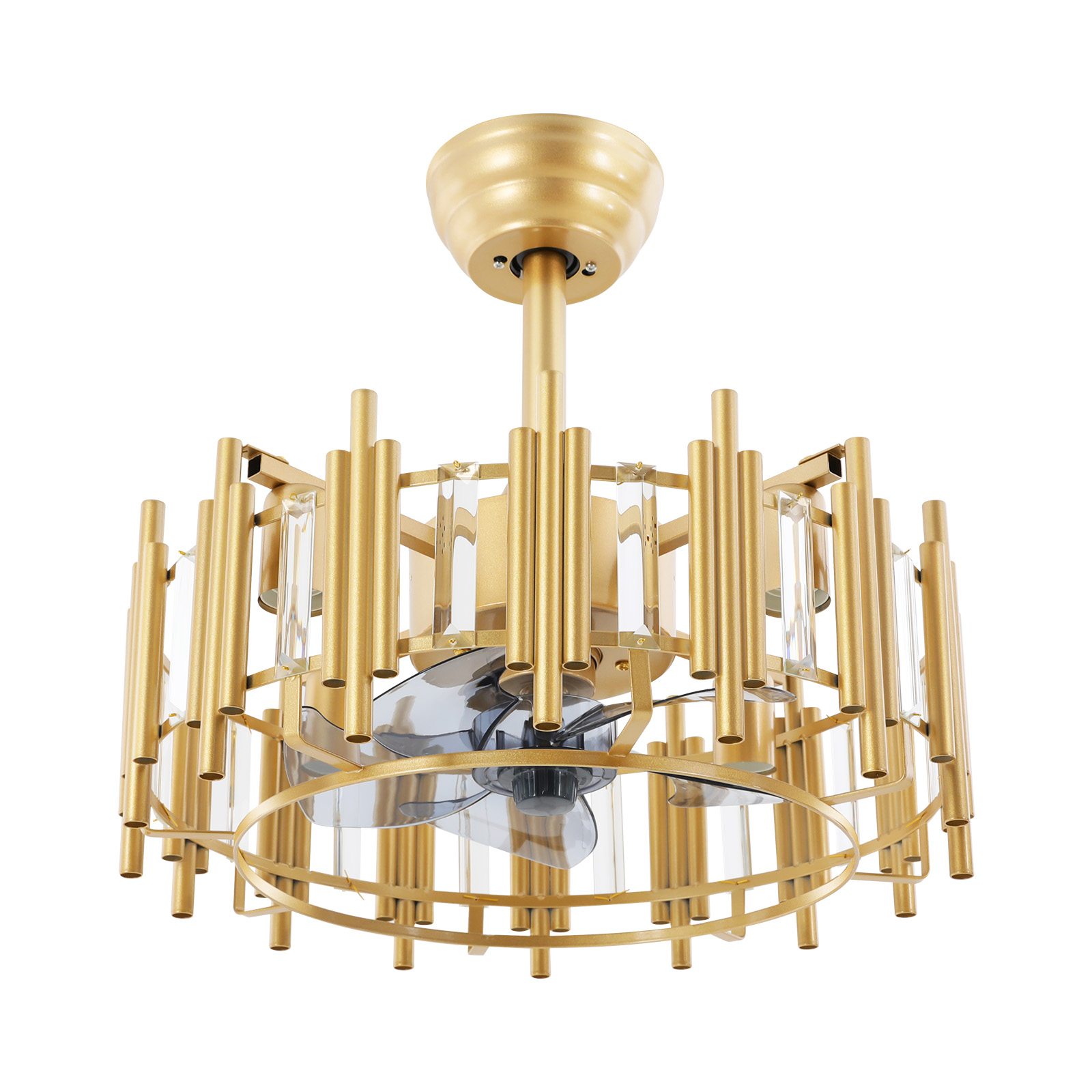 Modern Ceiling Fan with Lights 20 Inch Enclosed Gold Ceiling Fan with Remote for Living Room Dining Room Kitchen Island Bedroom