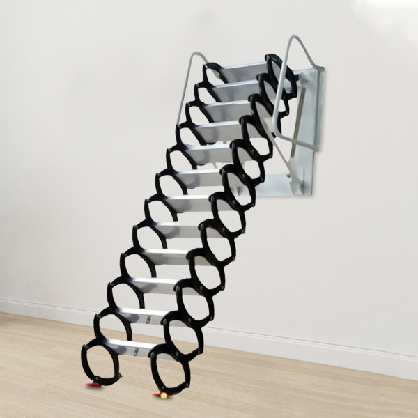 Folding Ladder Loft Stairs, Wall-mounted Attic Telescopic Metal Retractable Ladder Attic Stairs Pull Down For Attics Garages Roofs Basements