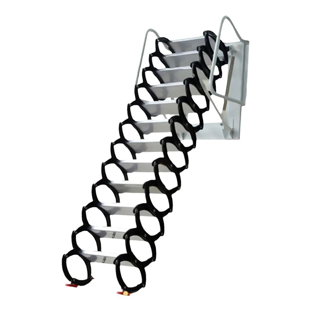 Folding Ladder Loft Stairs, Wall-mounted Attic Telescopic Metal Retractable Ladder Attic Stairs Pull Down For Attics Garages Roofs Basements