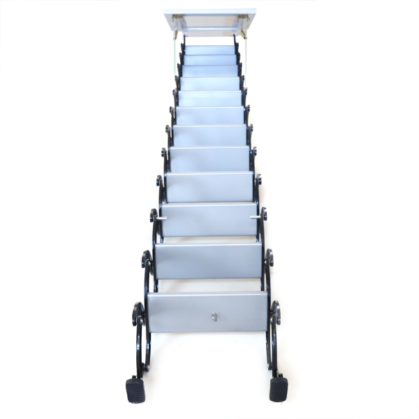 Folding Ladder Loft Stairs, Wall-mounted Attic Telescopic Metal Retractable Ladder Attic Stairs Pull Down For Attics Garages Roofs Basements