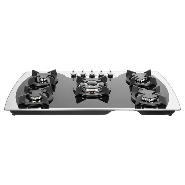 CNCEST 5 Burner 35.4*20.1*2.4in Built-in  Electronic Pulse Ignition Gas Stove Great Tempered Glass Gas Cooktop Black