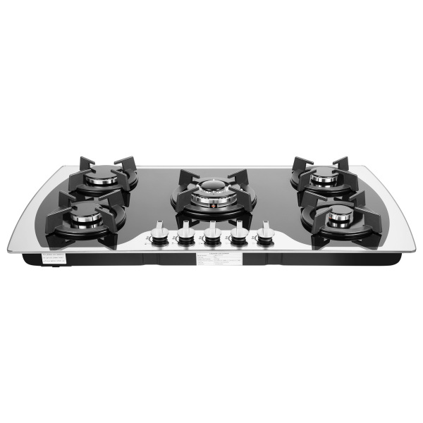 CNCEST 5 Burner 35.4*20.1*2.4in Built-in  Electronic Pulse Ignition Gas Stove Great Tempered Glass Gas Cooktop Black