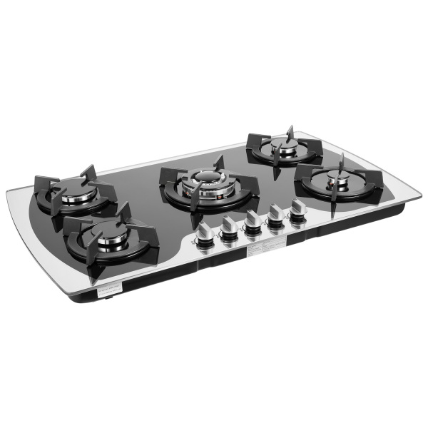 CNCEST 5 Burner 35.4*20.1*2.4in Built-in  Electronic Pulse Ignition Gas Stove Great Tempered Glass Gas Cooktop Black