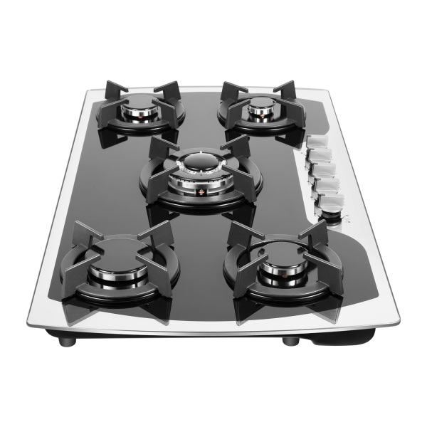 CNCEST 5 Burner 35.4*20.1*2.4in Built-in  Electronic Pulse Ignition Gas Stove Great Tempered Glass Gas Cooktop Black