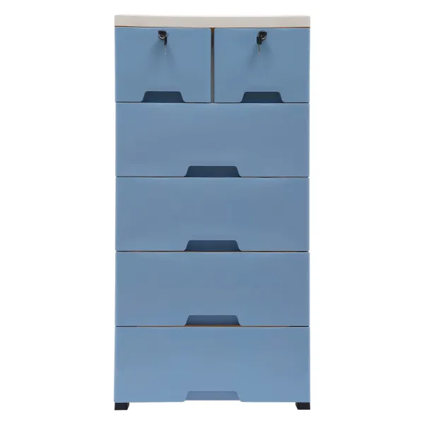 blue plastic dresser YIYIBYUS Gradient Blue Plastic Storage Cabinet with 5-Drawers and Wheels 31.5 in. x 17.12 in