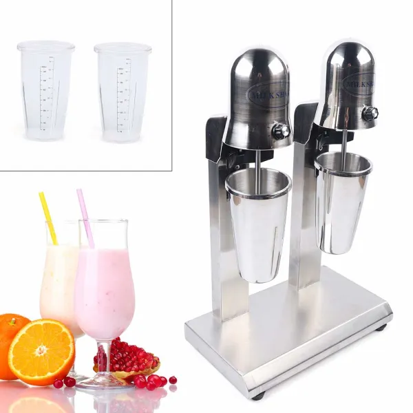 CNCEST Stainless Steel Commercial Double Head Milk shaker Maker Machine 110V