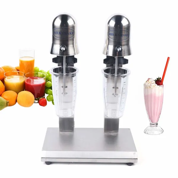 CNCEST Stainless Steel Commercial Double Head Milk shaker Maker Machine 110V