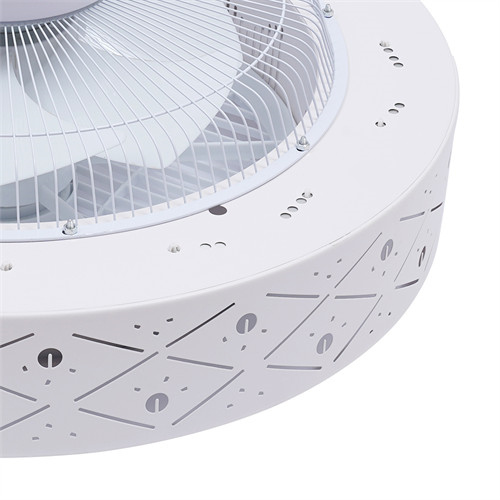 CNCEST 110V 21.6×3.54in White Led Light Fan with Invisible Blades Semi Flush Mount Low Profile Fan Remote Control