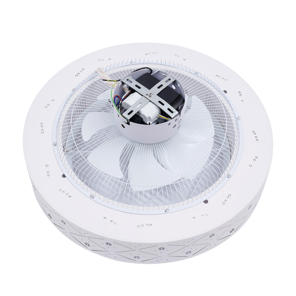 CNCEST 110V 21.6×3.54in White Led Light Fan with Invisible Blades Semi Flush Mount Low Profile Fan Remote Control