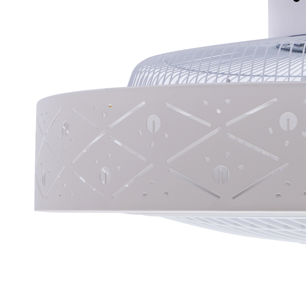 CNCEST 110V 21.6×3.54in White Led Light Fan with Invisible Blades Semi Flush Mount Low Profile Fan Remote Control