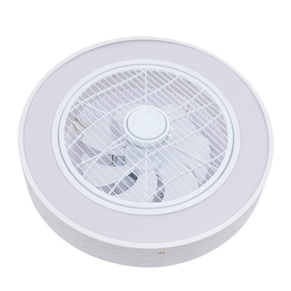 CNCEST 110V 21.6×3.54in White Led Light Fan with Invisible Blades Semi Flush Mount Low Profile Fan Remote Control