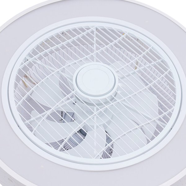 CNCEST 110V 21.6×3.54in White Led Light Fan with Invisible Blades Semi Flush Mount Low Profile Fan Remote Control