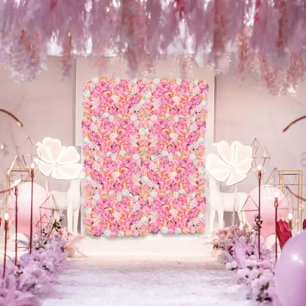 Dark Pink, Light Pink, Champagne and White Flower Wall Panels