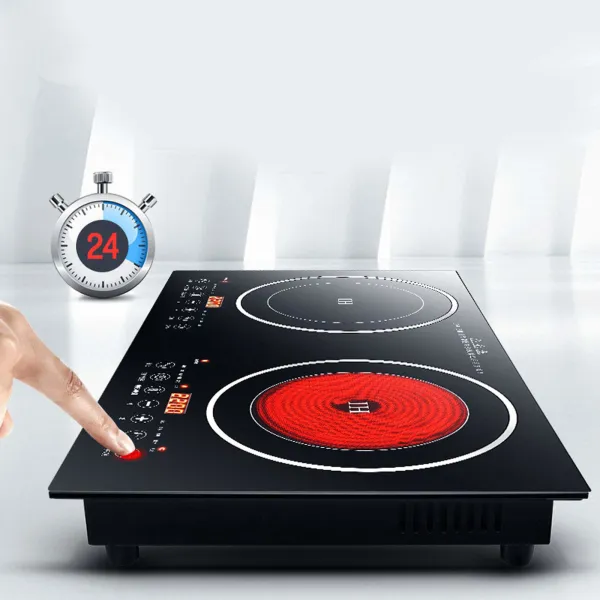 68*38*7.6cm 1200W+1400W Induction Cooker + Ceramic Cooker Electric Double Induction Cooktop 110V LCD Display Induction Hot Plate