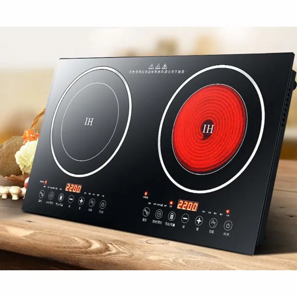 68*38*7.6cm 1200W+1400W Induction Cooker + Ceramic Cooker Electric Double Induction Cooktop 110V LCD Display Induction Hot Plate