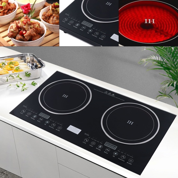68*38*7.6cm 1200W+1400W Induction Cooker + Ceramic Cooker Electric Double Induction Cooktop 110V LCD Display Induction Hot Plate