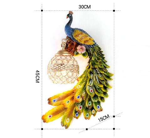 Crystal Wall Lights,Modern Crystal Colour Peacock Wall Lamp Resin Lighting Fixture