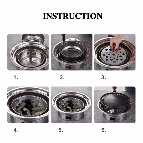 CNCEST Round Barbecue Grill Household Smokeless Carbon Grill 40cm (16 Inch) CNCEST Round Barbecue Grill Household Smokeless Carbon Grill 40cm (16 Inch)