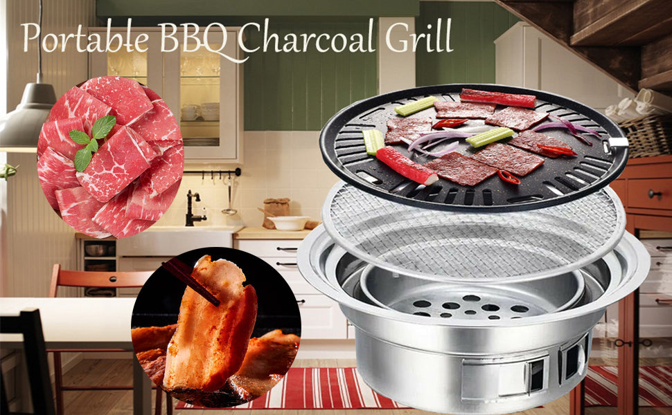 CNCEST Round Barbecue Grill Household Smokeless Carbon Grill 40cm (16 Inch)